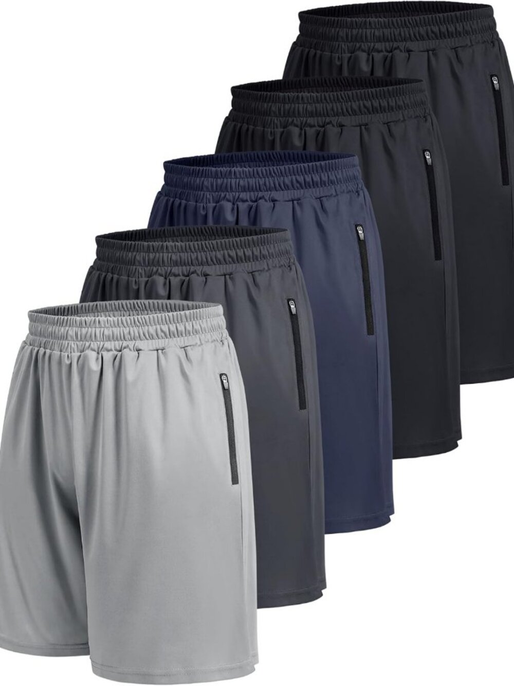 5 Pack Men's Athletic Basketball Shorts - Lightweight Quick Dry Gym & Running